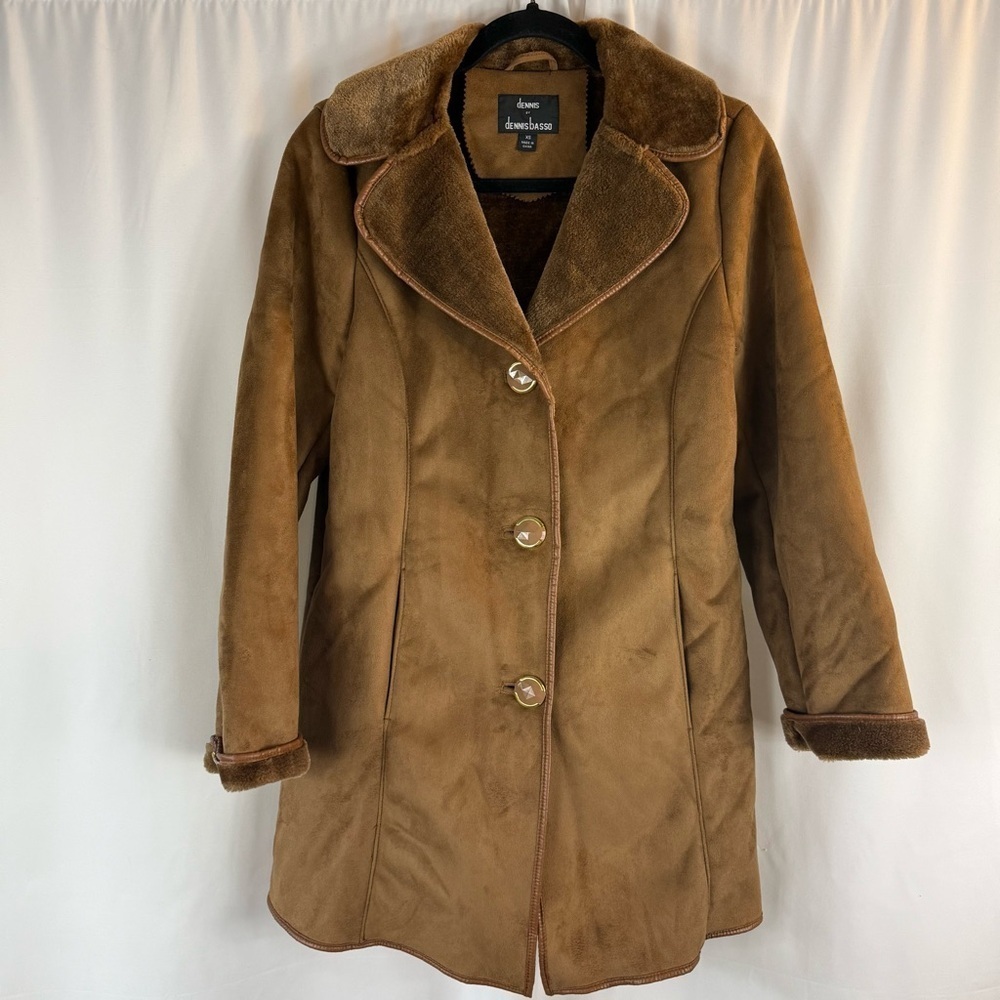Dennis Basso Jacket/ Coat Womens XS Brown
Faux Suede Leather Faux Fur
